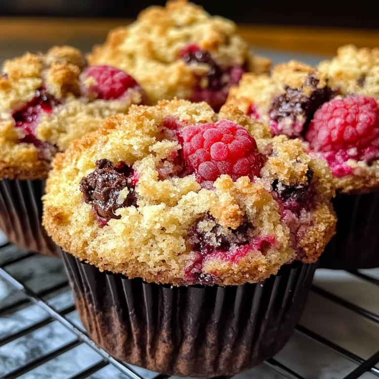 Dark Chocolate Chunk Raspberry Crumb Muffins