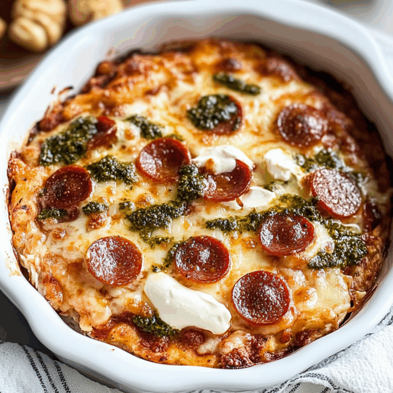 Baked Pizza Dip with Pesto
