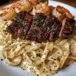 Creamy Cajun Steak and Shrimp Alfredo