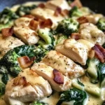 Creamy Chicken Alfredo with Spinach, Bacon, and Broccoli