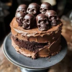 High Altitude Ginger Chocolate Skull Cake for Halloween